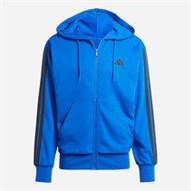adidas Herre Essentials 3 striber lynlås hættetrøje Royal Blue/Sort