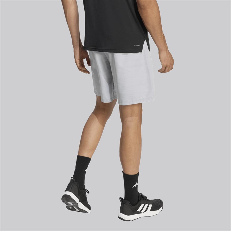 adidas Mens Workout Essentials Base Melange Woven Shorts Halo Silver Mel