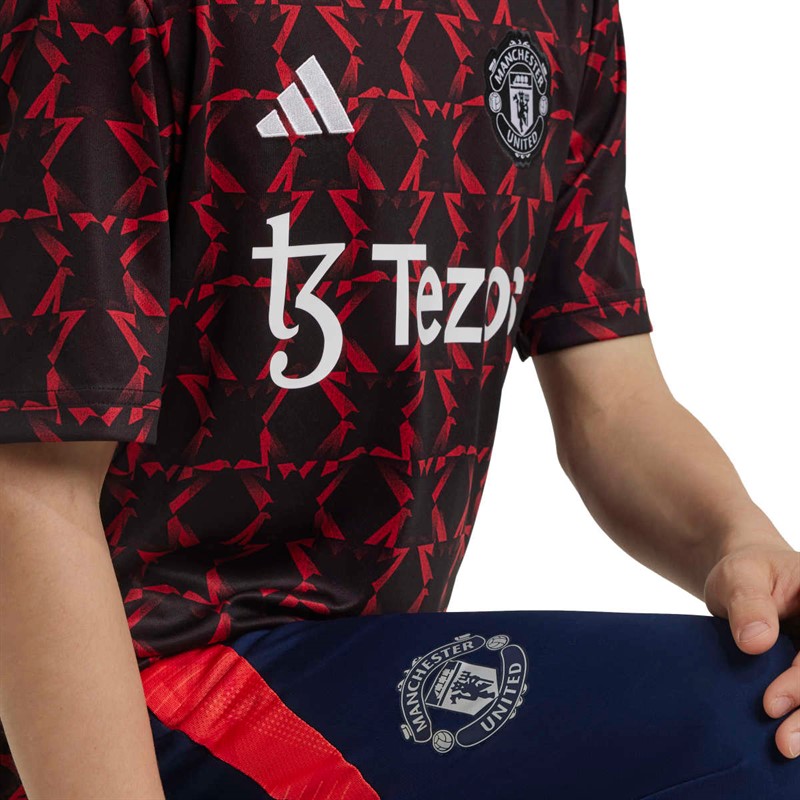 adidas Junior Drenge MUFC Manchester United 24/25 Pre Match Trøje Sort/Mufc Red