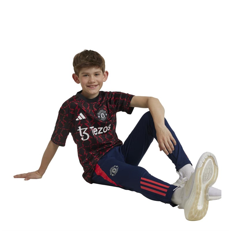 adidas Junior Drenge MUFC Manchester United 24/25 Pre Match Trøje Sort/Mufc Red