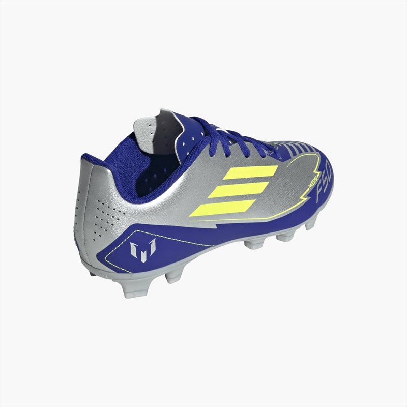 adidas Junior F50 Club Messi La Vida Rapida Pakke FG/MG Fast/Multi Jord Fodboldstøvler Silver Metallic/Solar Yellow/Lucid Blue
