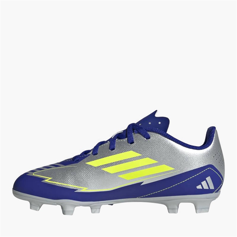 adidas Junior F50 Club Messi La Vida Rapida Pakke FG/MG Fast/Multi Jord Fodboldstøvler Silver Metallic/Solar Yellow/Lucid Blue