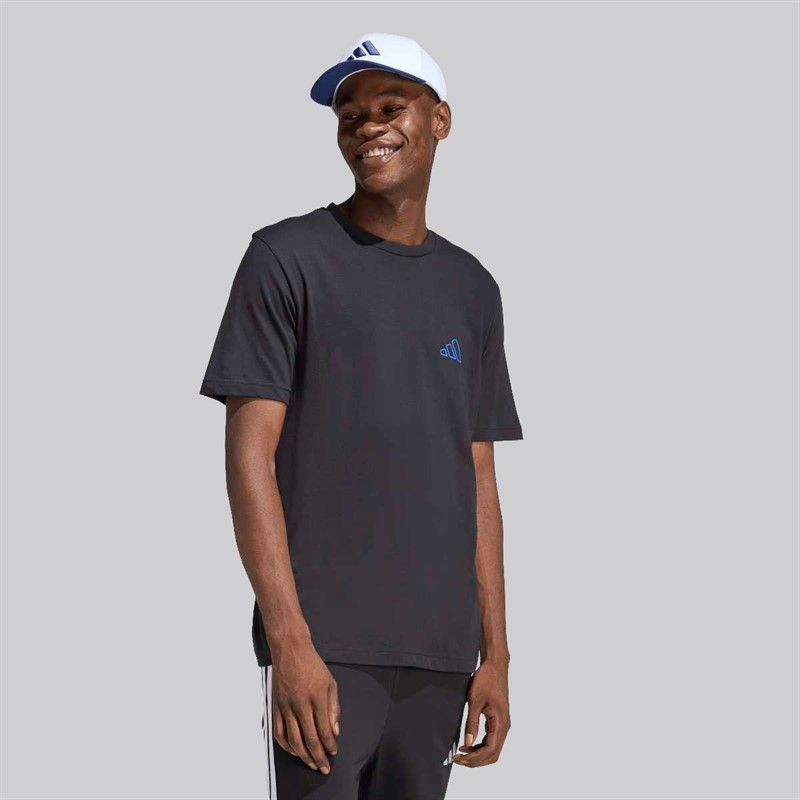 adidas Herre Triple Stripe Vibe Ryg Grafisk T-shirt Sort