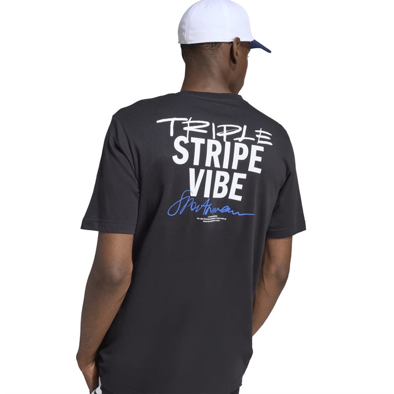 adidas Herre Triple Stripe Vibe Ryg Grafisk T-shirt Sort