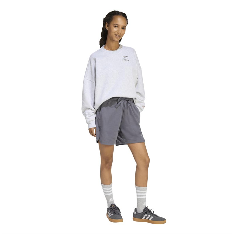 adidas Dame 3 striber Studio løs pasform fleece shorts Aurora Onix