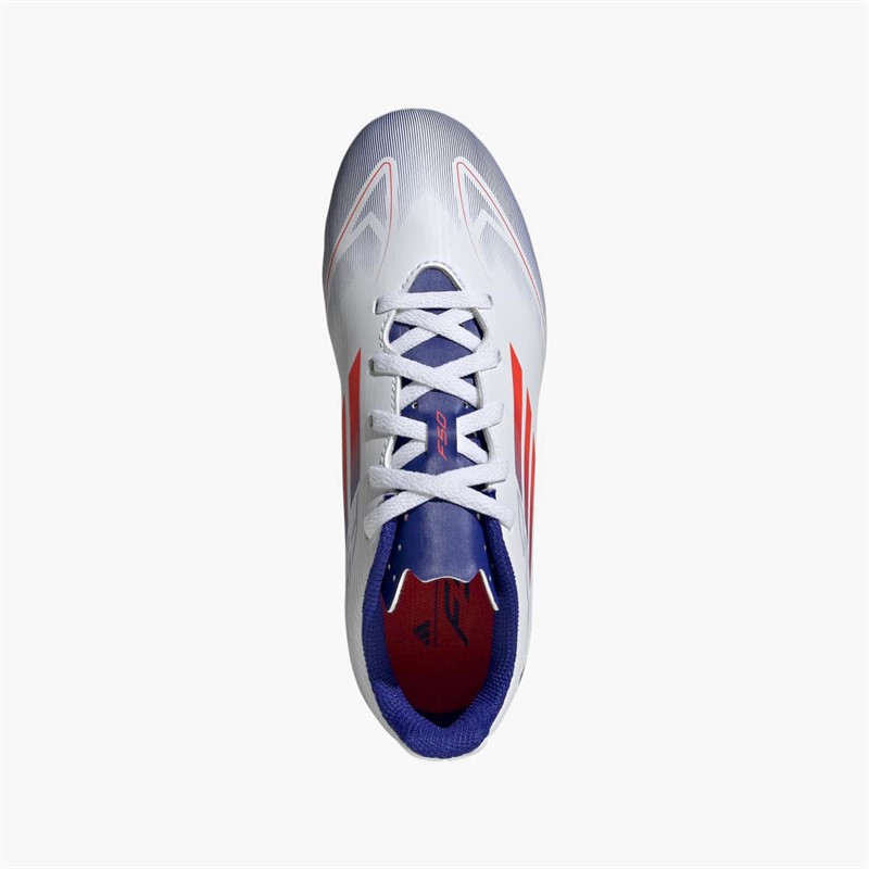 adidas Junior F50 Klub Fremgang Pakke FG Fast Bund Fodboldstøvler Cloud White/Solar Red/Lucid Blue