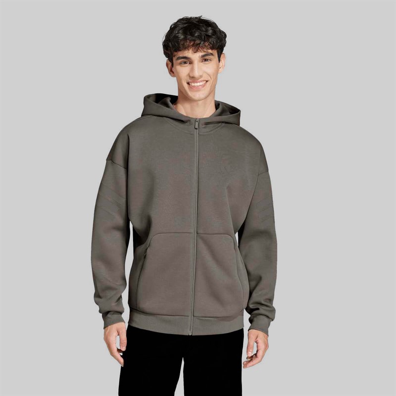 adidas Herren Future Icons 3 Streifen durchgehender Reißverschluss Hoodie Putty Beige
