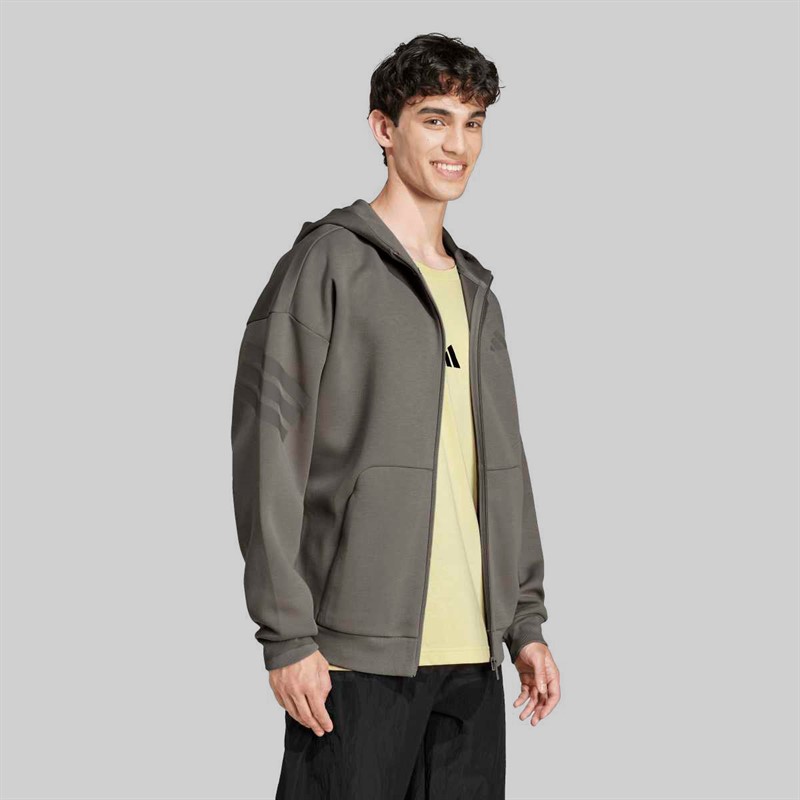 adidas Herren Future Icons 3 Streifen durchgehender Reißverschluss Hoodie Putty Beige