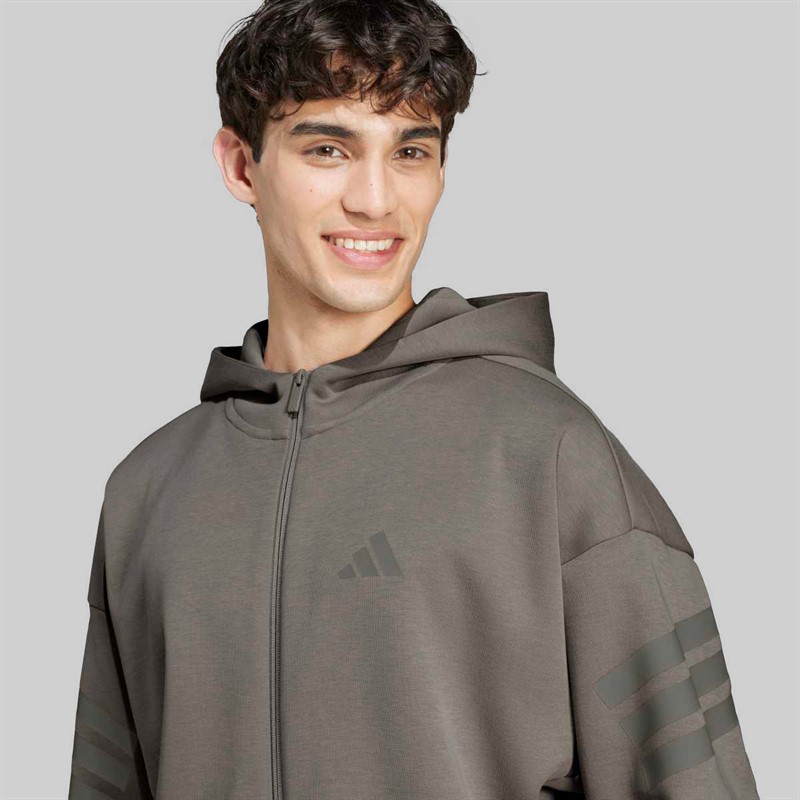 adidas Herren Future Icons 3 Streifen durchgehender Reißverschluss Hoodie Putty Beige