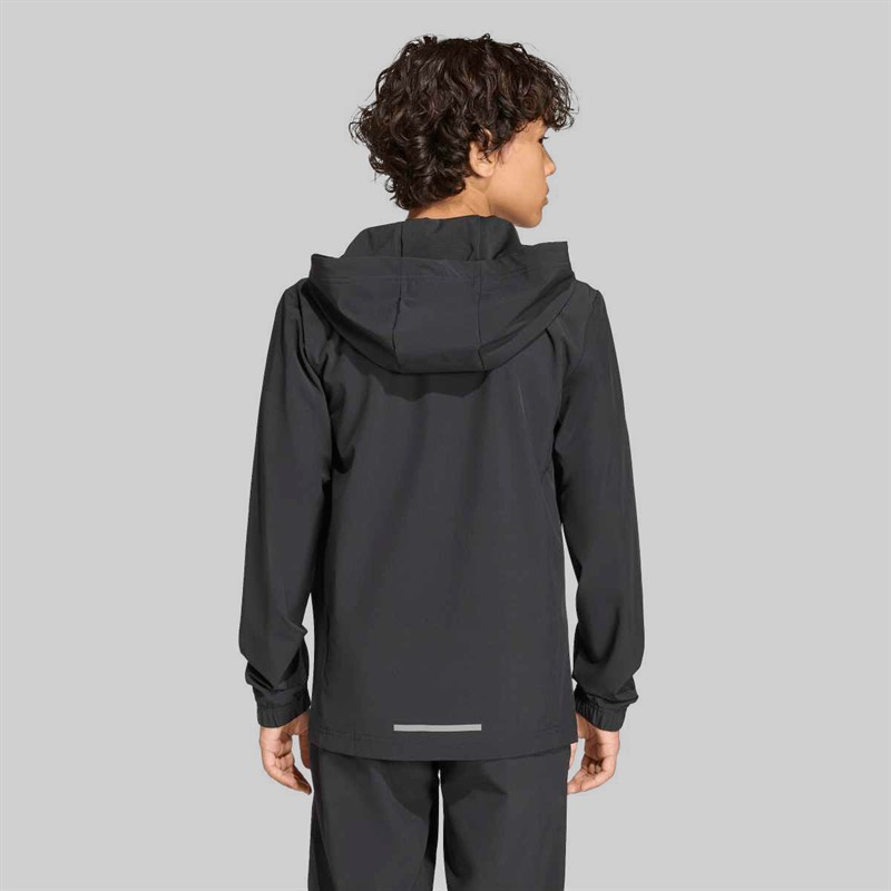 adidas Junior Drenge Tech vævet jakke med hætte Sort/Grey Four