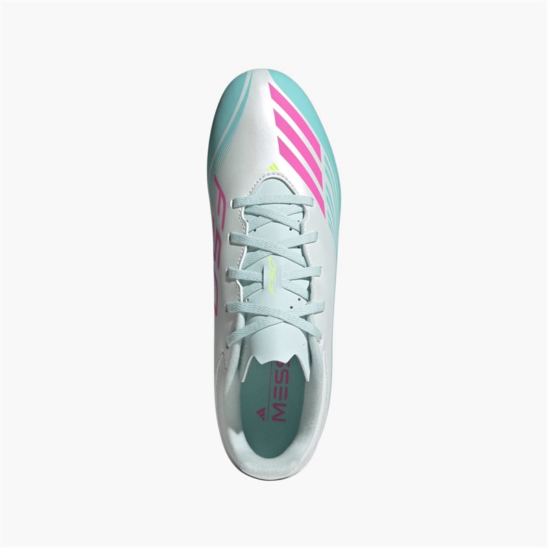 adidas Herren F50 Messi Club Aurora Radiante Pack FG Kunstrasen Fußballschuhe Cloud White/Lucid Pink/Flash Aqua