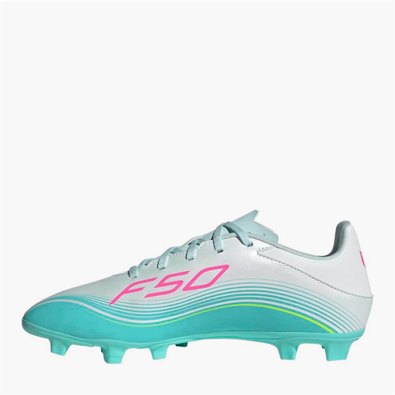 adidas Herren F50 Messi Club Aurora Radiante Pack FG Kunstrasen Fußballschuhe Cloud White/Lucid Pink/Flash Aqua