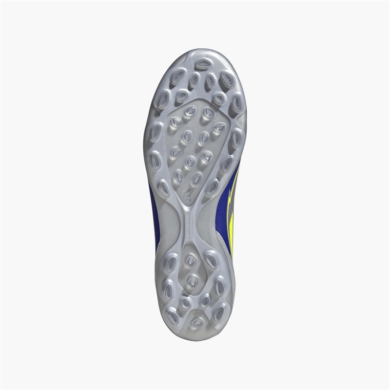 adidas Herren F50 Liga Messi La Vida Rapida AG Kunstrasen Fußballschuhe Silver Metallic/Solar Yellow/Lucid Blue