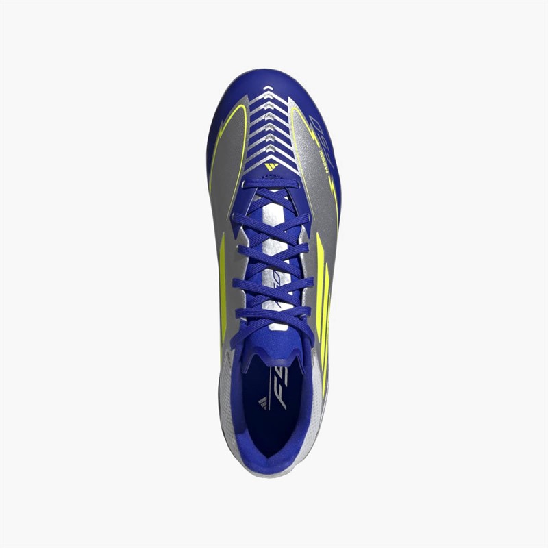 adidas Herren F50 Liga Messi La Vida Rapida AG Kunstrasen Fußballschuhe Silver Metallic/Solar Yellow/Lucid Blue