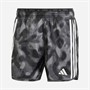 adidas Herren Own The Run 3 Streifen All Over Print Laufshorts Grey Four/Grey Six/Carbon/Schwarz