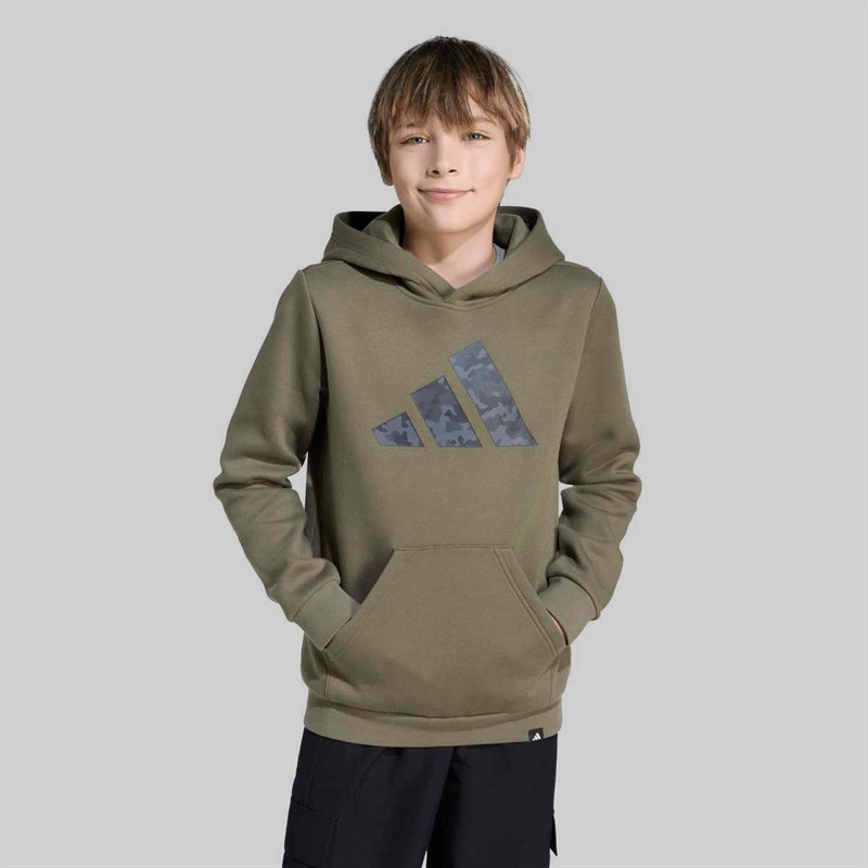 adidas Junior Drenge camouflage grafisk hættetrøje Olive Strata