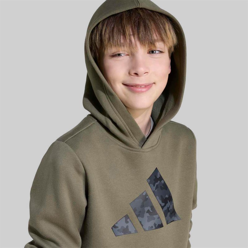 adidas Junior Drenge camouflage grafisk hættetrøje Olive Strata