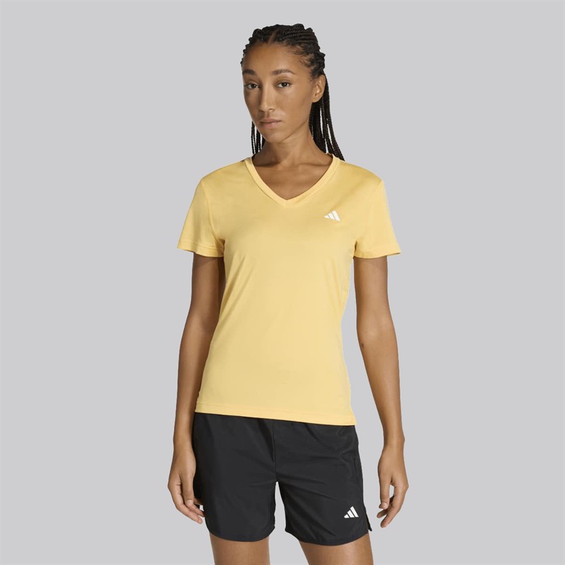 adidas Damen Trainings Basics V Ausschnitt T Shirt Semi Ice Tangerine