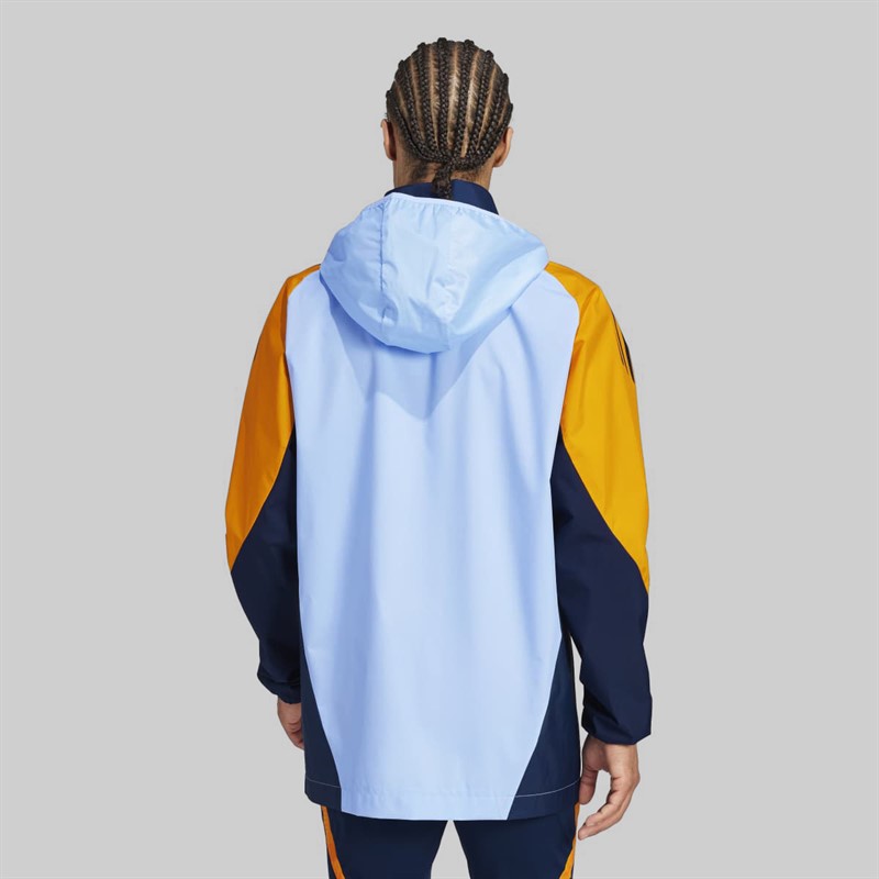 adidas Herren RMA Real Madrid 24/25 Wettkampf All Wetter Jacke Glow Blue/Crew Orange/Team Navy Blue