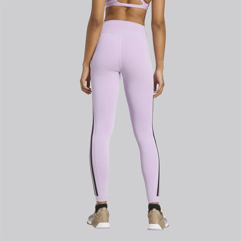 adidas Damen Optime 3 Streifen Leggings Powder Plum