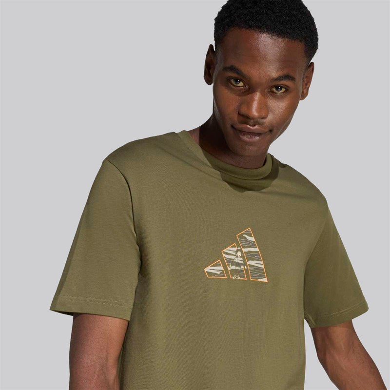 adidas Herre Camo Explorer Grafik T-shirt Olive Strata