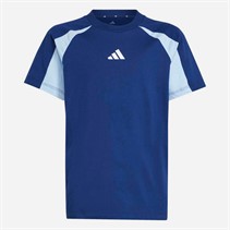 adidas Junior Junge Saisonale Essentials Farbblock T Shirt Dark Blue/Glow Blue/Weiß