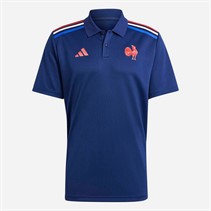 adidas Herren FFR Frankreich Rugby Heim Unterstützer Polo Hemd Dark Blue