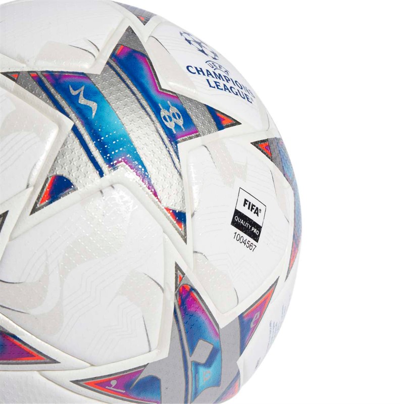 adidas UEFA Champions League 23/24 Official Pro Match Football (FIFA Quality Pro Certified) White/Silver Metallic/Bright Cyan/Royal Blue