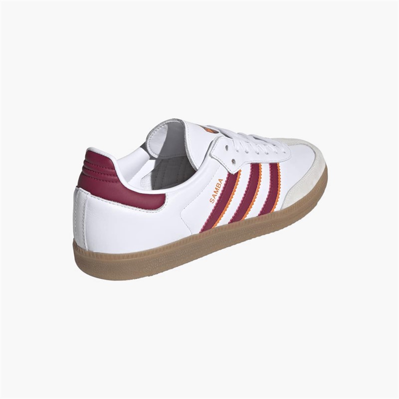 adidas Mens ASR AS Roma Samba Trainers Footwear White/Legacy Burgundy/Cream Orange
