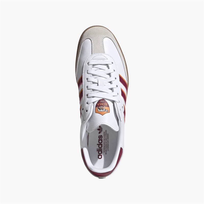 adidas Mens ASR AS Roma Samba Trainers Footwear White/Legacy Burgundy/Cream Orange