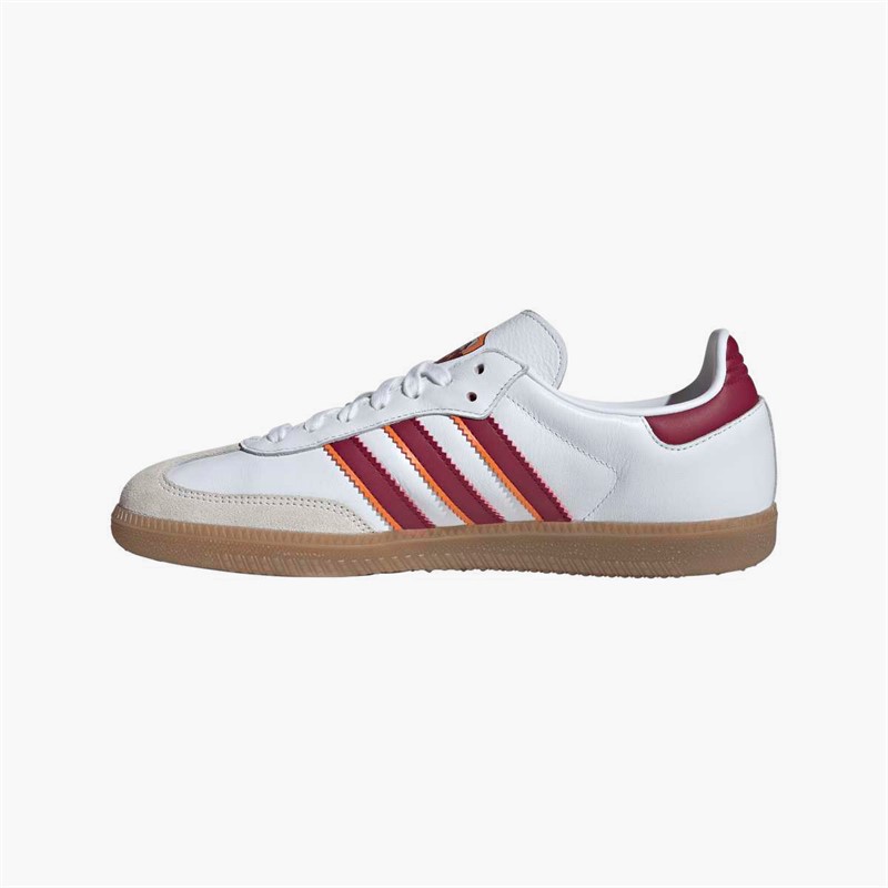 adidas Mens ASR AS Roma Samba Trainers Footwear White/Legacy Burgundy/Cream Orange