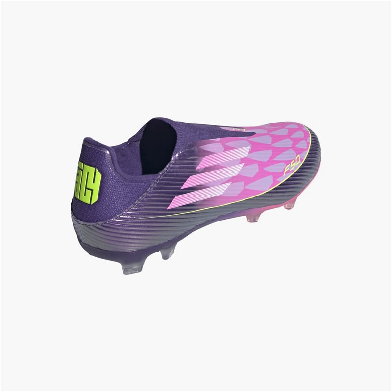 adidas Mens F50 League Laceless Lamine Yamal FG/MG Firm/Multi Ground Football Boots Unity Purple/Footwear White/Lucid Lemon