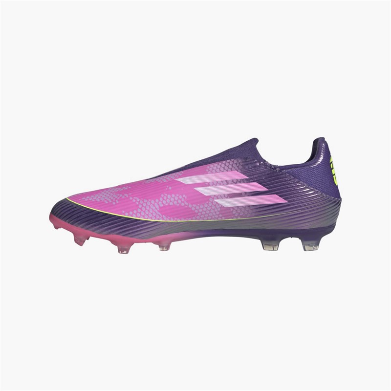 adidas Mens F50 League Laceless Lamine Yamal FG/MG Firm/Multi Ground Football Boots Unity Purple/Footwear White/Lucid Lemon