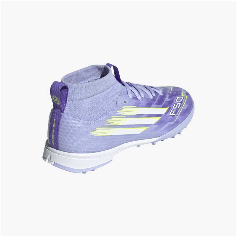 adidas Junior Girls F50 Sparkfusion League Mid TF Astro Turf Football Boots Violet Tone/Lucid Lemon/Purple Rush