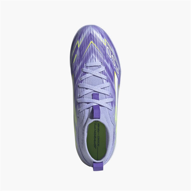 adidas Junior Girls F50 Sparkfusion League Mid TF Astro Turf Football Boots Violet Tone/Lucid Lemon/Purple Rush
