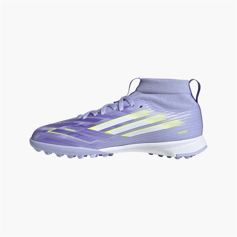 adidas Junior Girls F50 Sparkfusion League Mid TF Astro Turf Football Boots Violet Tone/Lucid Lemon/Purple Rush