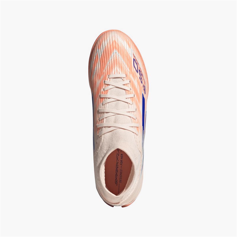 adidas Womens F50 Sparkfusion League Mid Coral Blaze Pack TF Astro Turf Football Boots Bliss Orange/Lucid Blue/Beam Orange