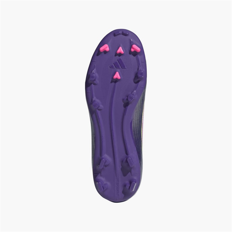 adidas Junior F50 League Laceless Lamine Yamal FG/MG Firm/Multi Ground Football Boots Unity Purple/Footwear White/Lucid Lemon
