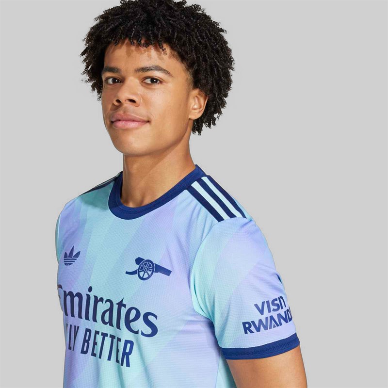 adidas Mens AFC Arsenal FC 24/25 Authentic Third Jersey Clear Aqua/Light Flare Purple