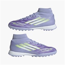 adidas Womens F50 Sparkfusion League Mid TF Astro Turf Football Boots Violet Tone/Lucid Lemon/Purple Rush