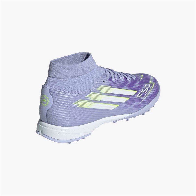 adidas Womens F50 Sparkfusion League Mid TF Astro Turf Football Boots Violet Tone/Lucid Lemon/Purple Rush