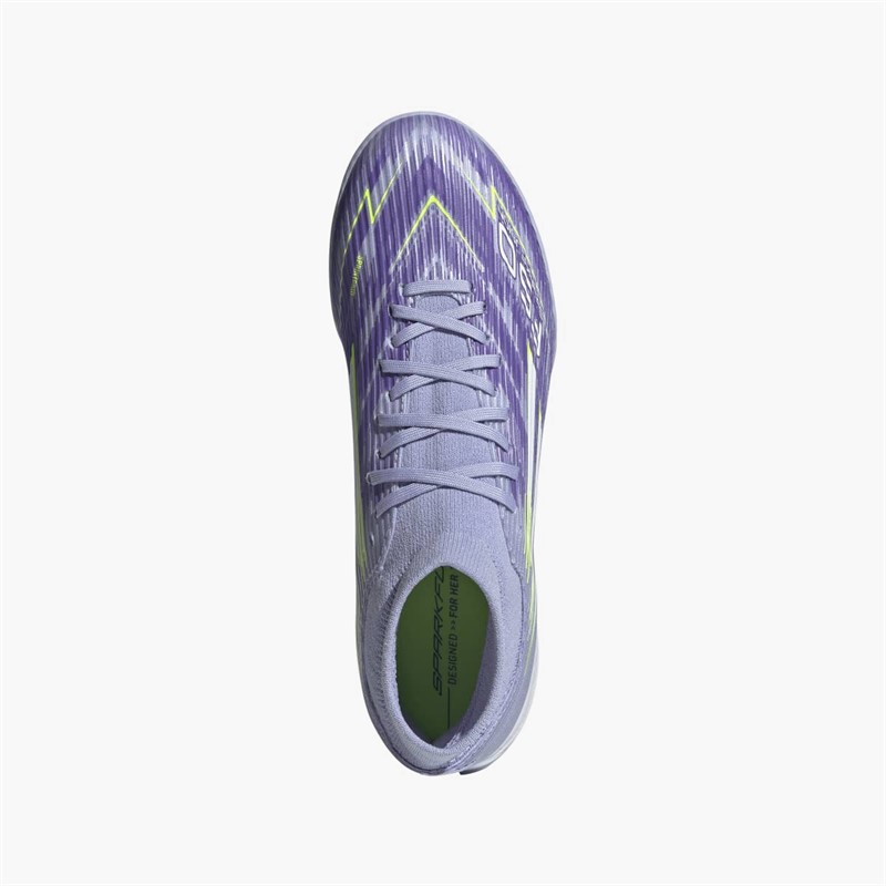 adidas Womens F50 Sparkfusion League Mid TF Astro Turf Football Boots Violet Tone/Lucid Lemon/Purple Rush