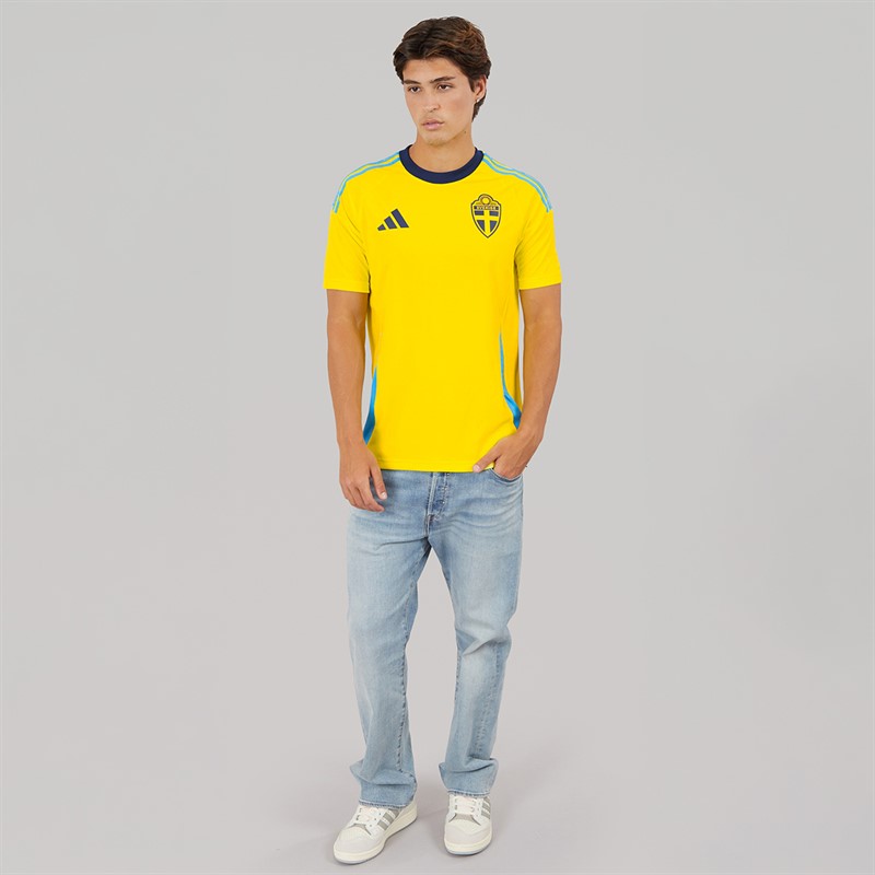 adidas Mens SVFF Sweden 2024 Home Fan Jersey Bright Yellow