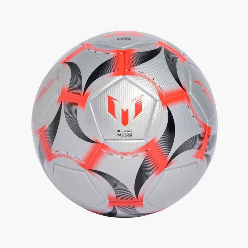 adidas Messi F50 League Match Football (FIFA Quality Certified) Silver Metallic/Lucid Red/Black