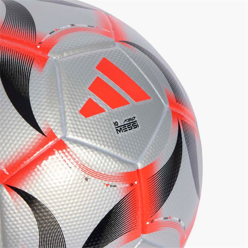 adidas Messi F50 League Match Football (FIFA Quality Certified) Silver Metallic/Lucid Red/Black