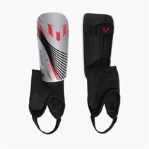 adidas Junior Messi Match Shin Guards Silver Metallic/Lucid Red/Black