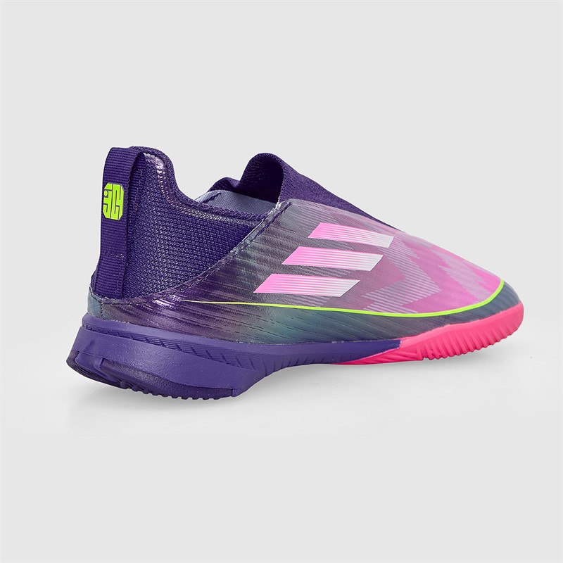adidas Junior F50 League Laceless Lamine Yamal IN Indoor Football Boots Unity Purple/Footwear White/Lucid Lemon