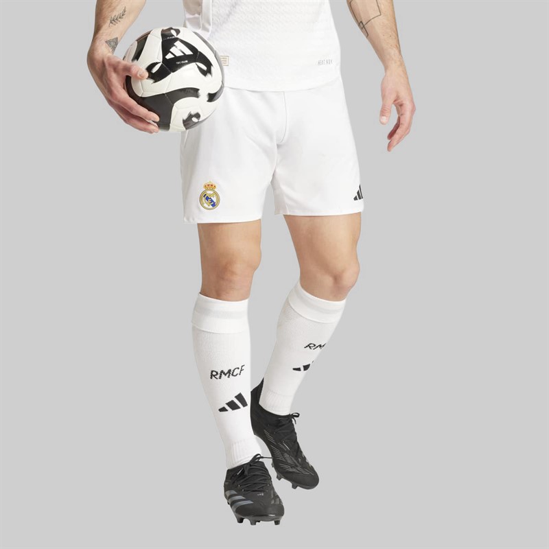 adidas Mens RMCF Real Madrid 24/25 Authentic Home Shorts White