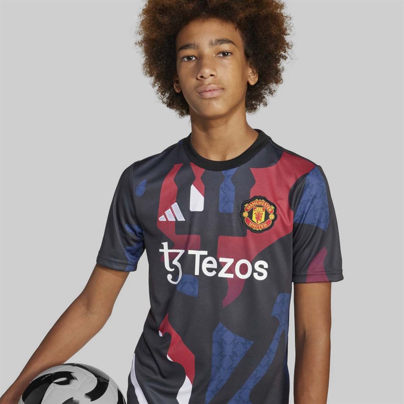 adidas Junior MUFC Manchester United 24/25 Pre Match Jersey Black/Mufc Red/Off White/Team Coll Burgundy