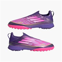 adidas Junior F50 League Laceless Lamine Yamal TF Astro Turf Football Boots Unity Purple/Footwear White/Lucid Lemon